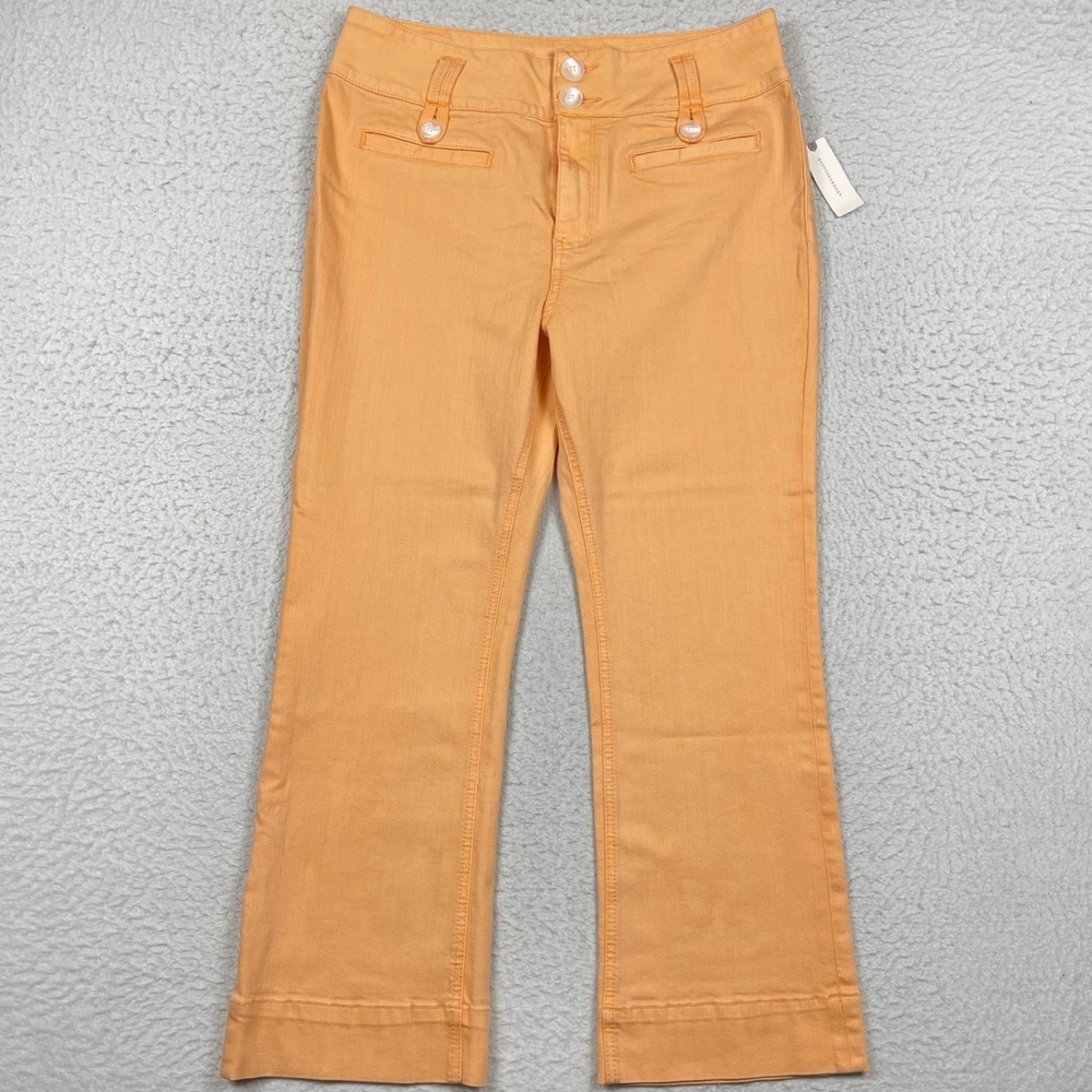 Pilcro Flare Pants Womens 32 Orange High Rise Retro Boho Coastal Anthropologie